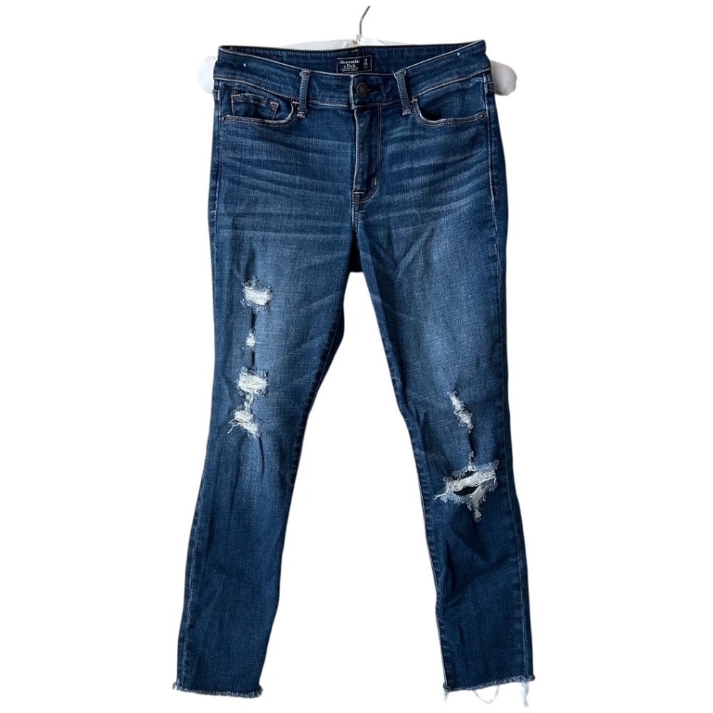 Abercrombie & Fitch Harper Ankle Jean Medium Indigo Distressed Size 24 Short OOs